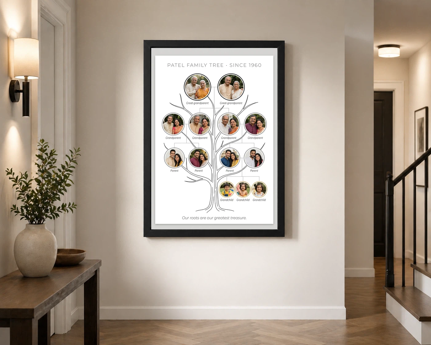 Family Tree Photo Frame Wall Pastel Green Nature Tree Photo Frame, view 2