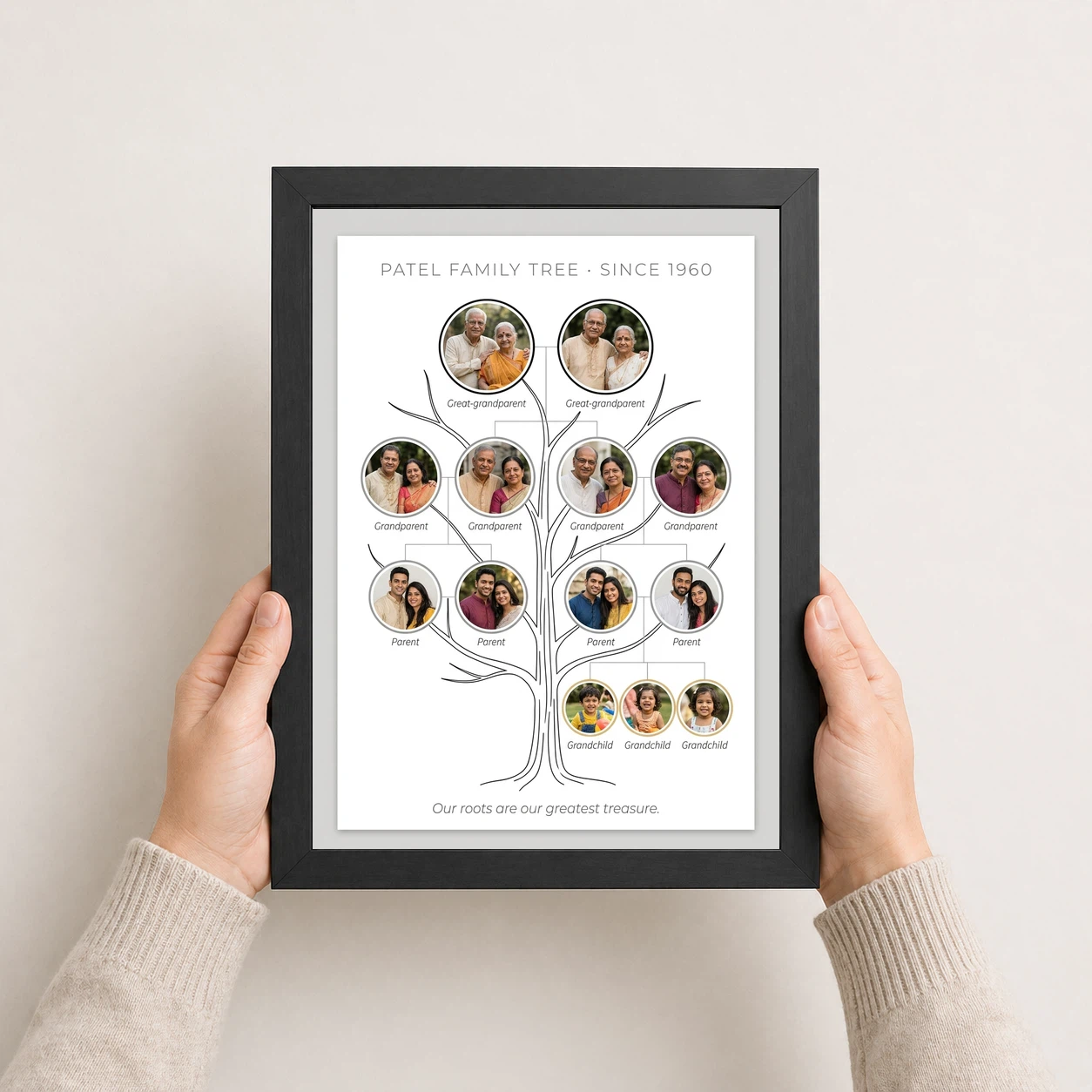 Family Tree Photo Frame Wall Pastel Green Nature Tree Photo Frame, view 3