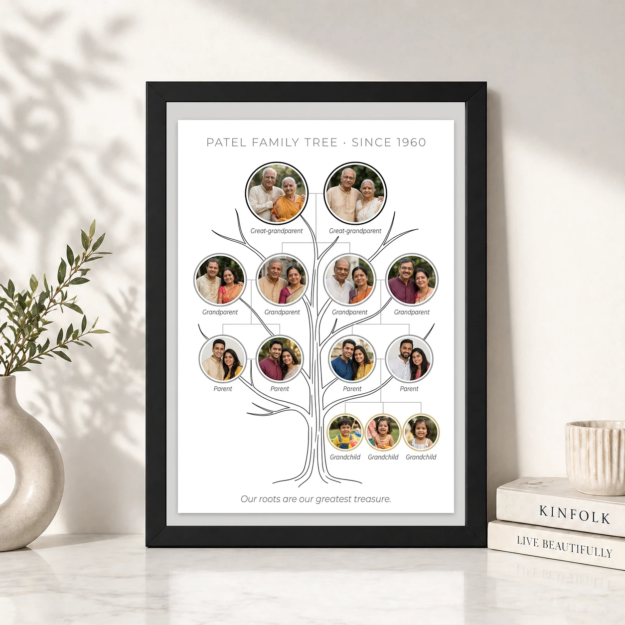 Family Tree Photo Frame Wall Pastel Green Nature Tree Photo Frame, view 4