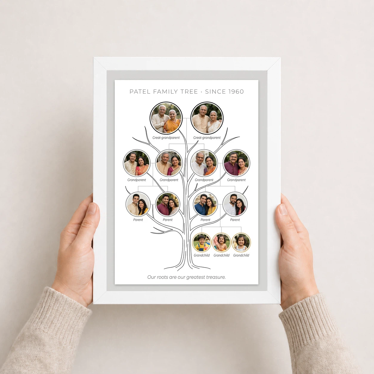 Family Tree Photo Frame Wall Pastel Green Nature Tree Photo Frame, view 7