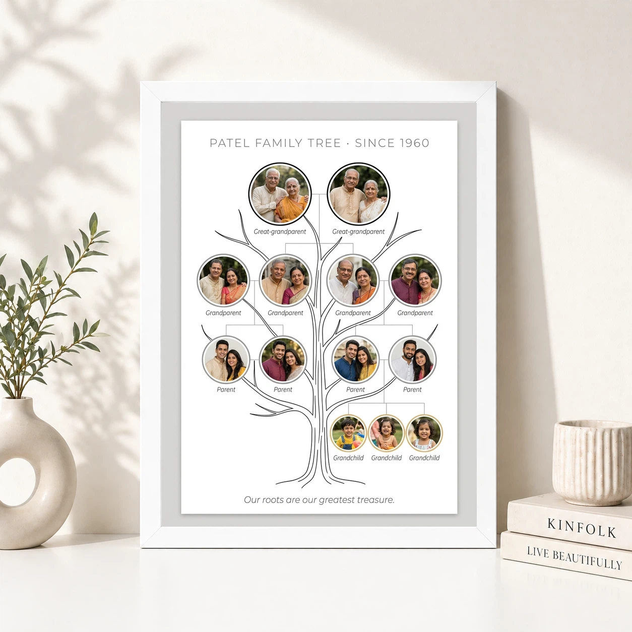 Family Tree Photo Frame Wall Pastel Green Nature Tree Photo Frame, view 8