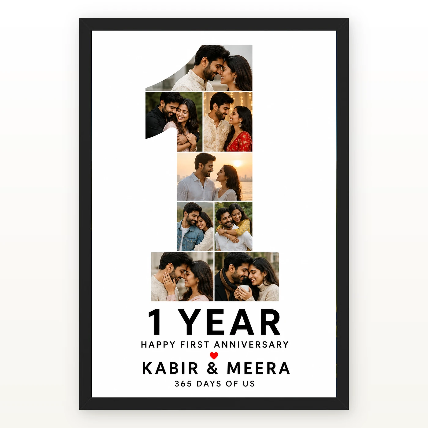 First Anniversary Milestone 1 Year Married Floral Love Photo Frame