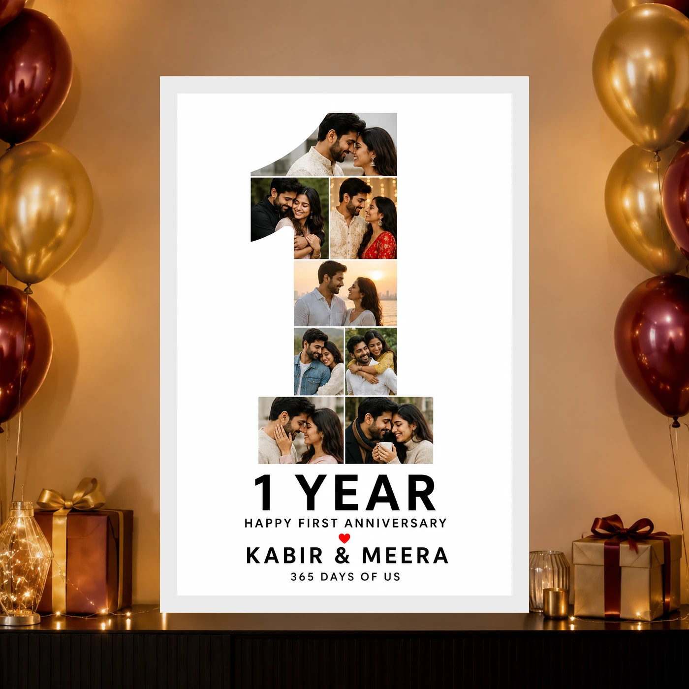 First Anniversary One Year Together Love Story Romantic Photo Frame, view 10