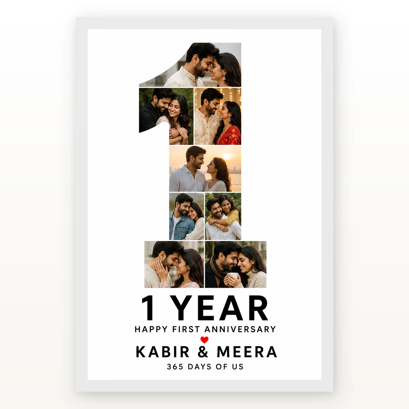 First Anniversary One Year Together Love Story Romantic Photo Frame, view 2