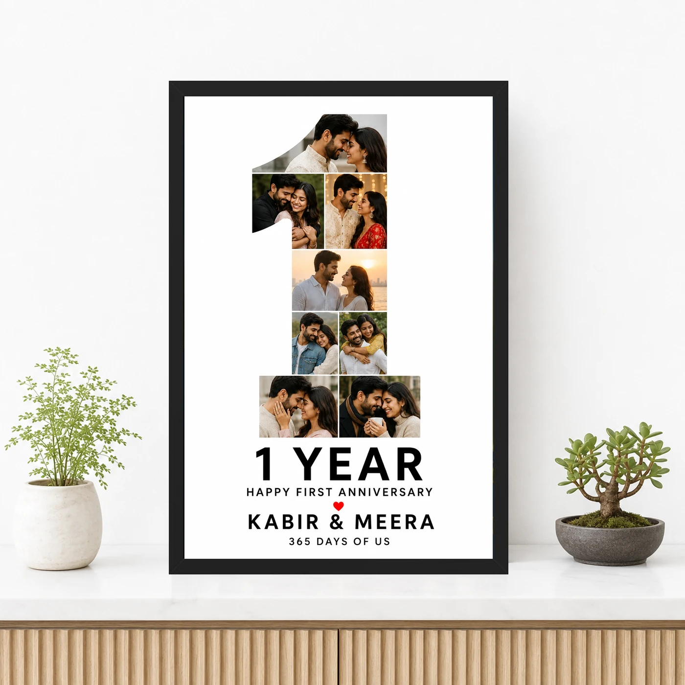 First Anniversary One Year Together Love Story Romantic Photo Frame, view 3