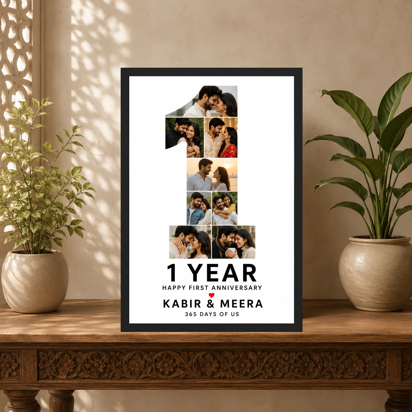 First Anniversary One Year Together Love Story Romantic Photo Frame, view 5