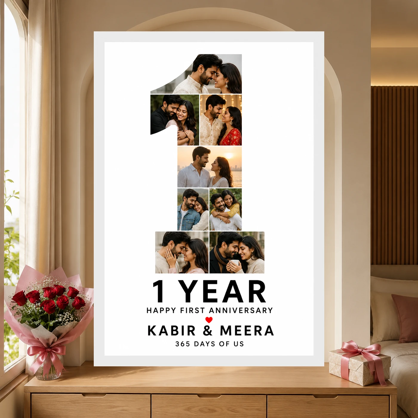 First Anniversary One Year Together Love Story Romantic Photo Frame, view 6