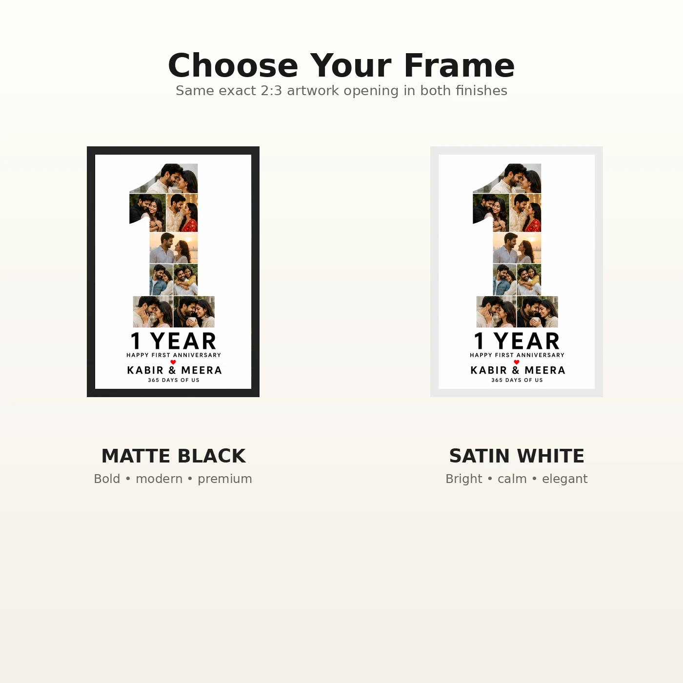 First Anniversary One Year Together Love Story Romantic Photo Frame, view 7