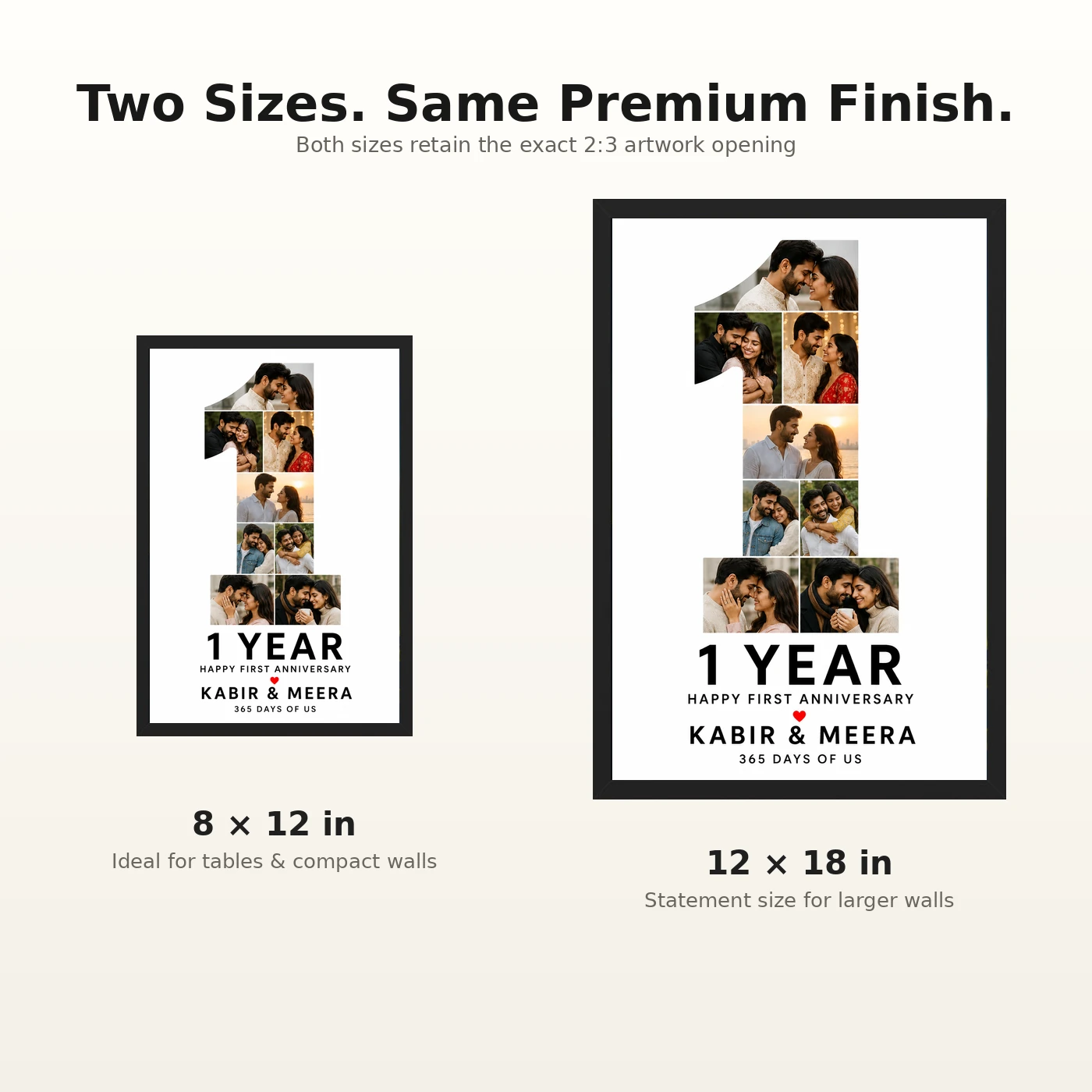 First Anniversary One Year Together Love Story Romantic Photo Frame, view 8
