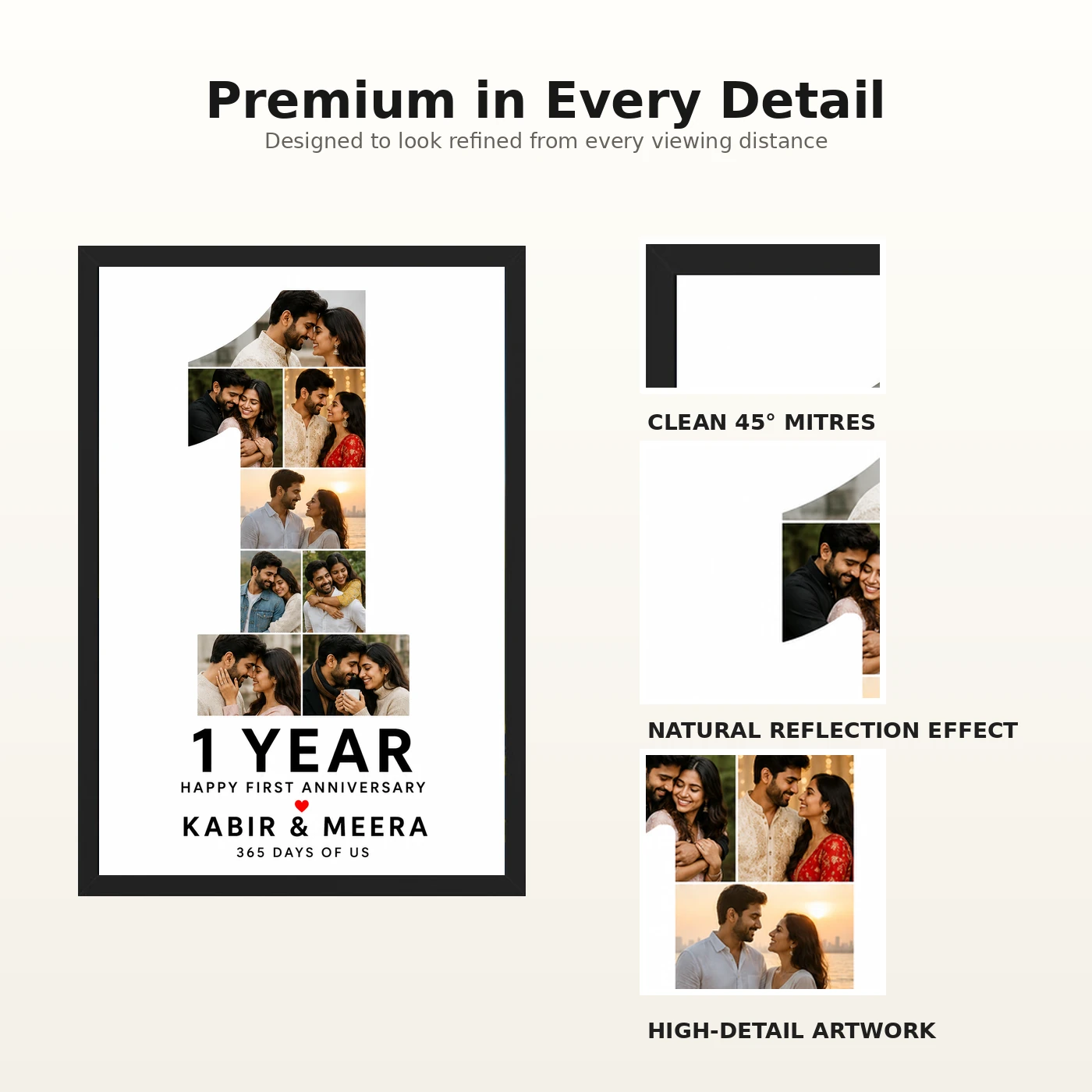 First Anniversary One Year Together Love Story Romantic Photo Frame, view 9