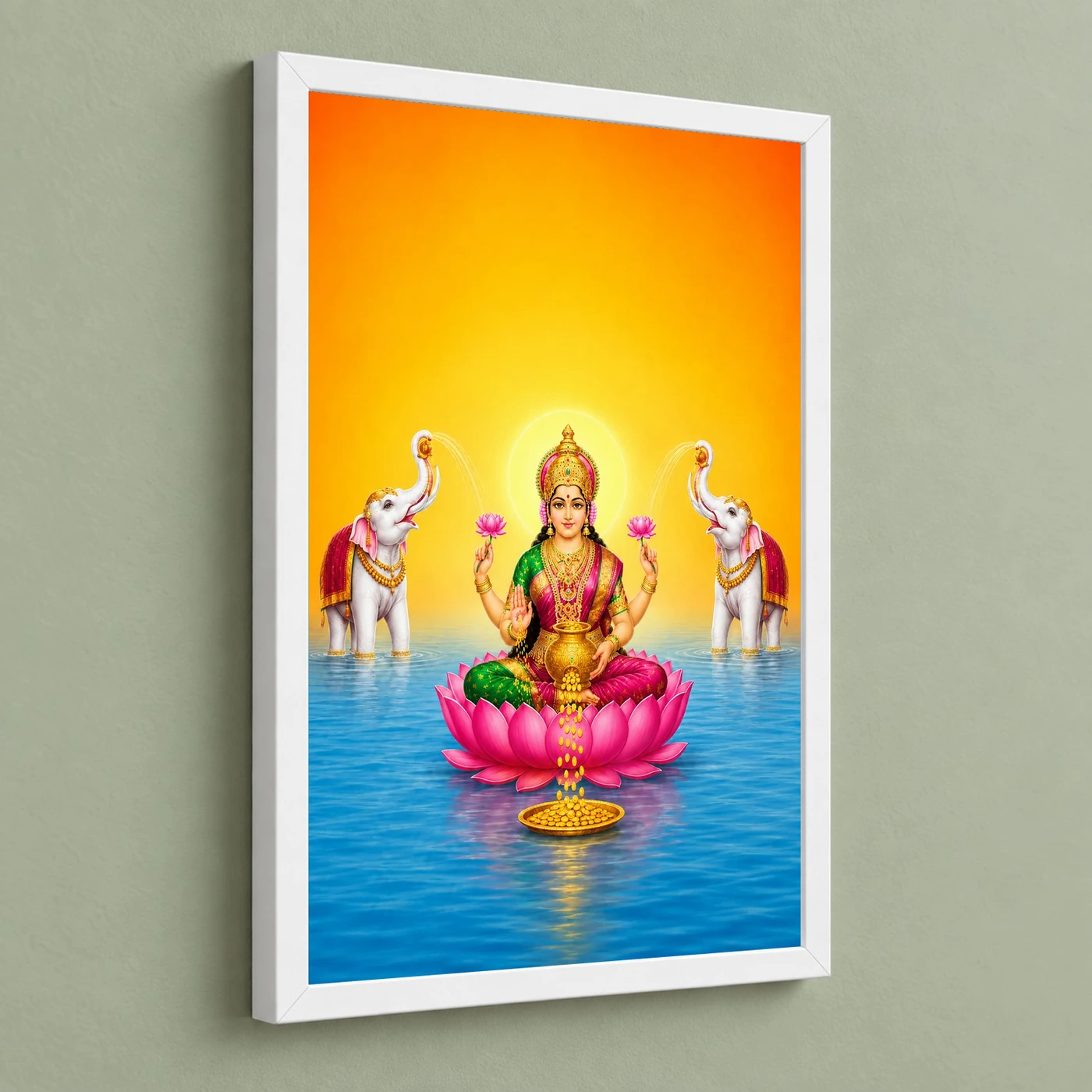 Floating Lotus Gaja Varalakshmi Photo Frame – Blue Water Art, view 5