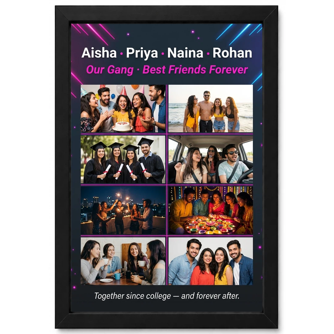 Friends Photo Frame Collage Pastel Candid Fun Moments Photo Frame