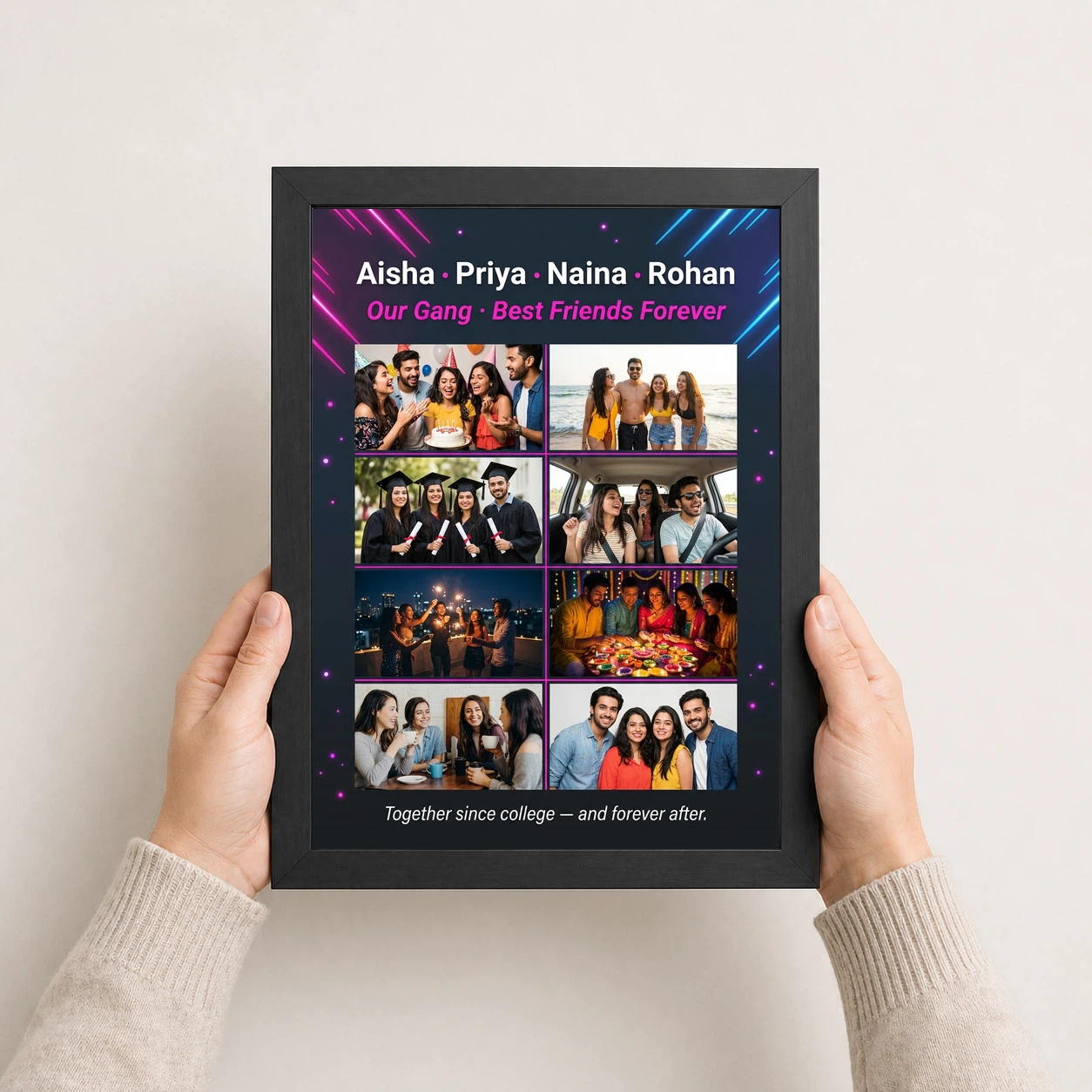 Friends Photo Frame Collage Pastel Candid Fun Moments Photo Frame, view 3