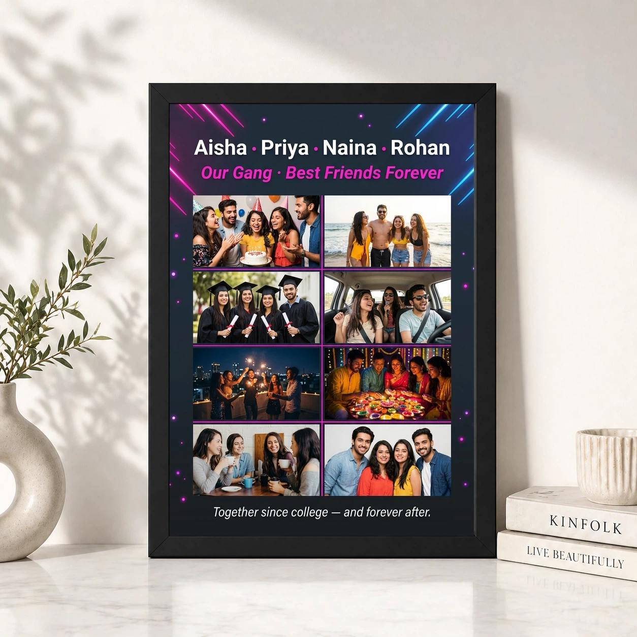 Friends Photo Frame Collage Pastel Candid Fun Moments Photo Frame, view 4