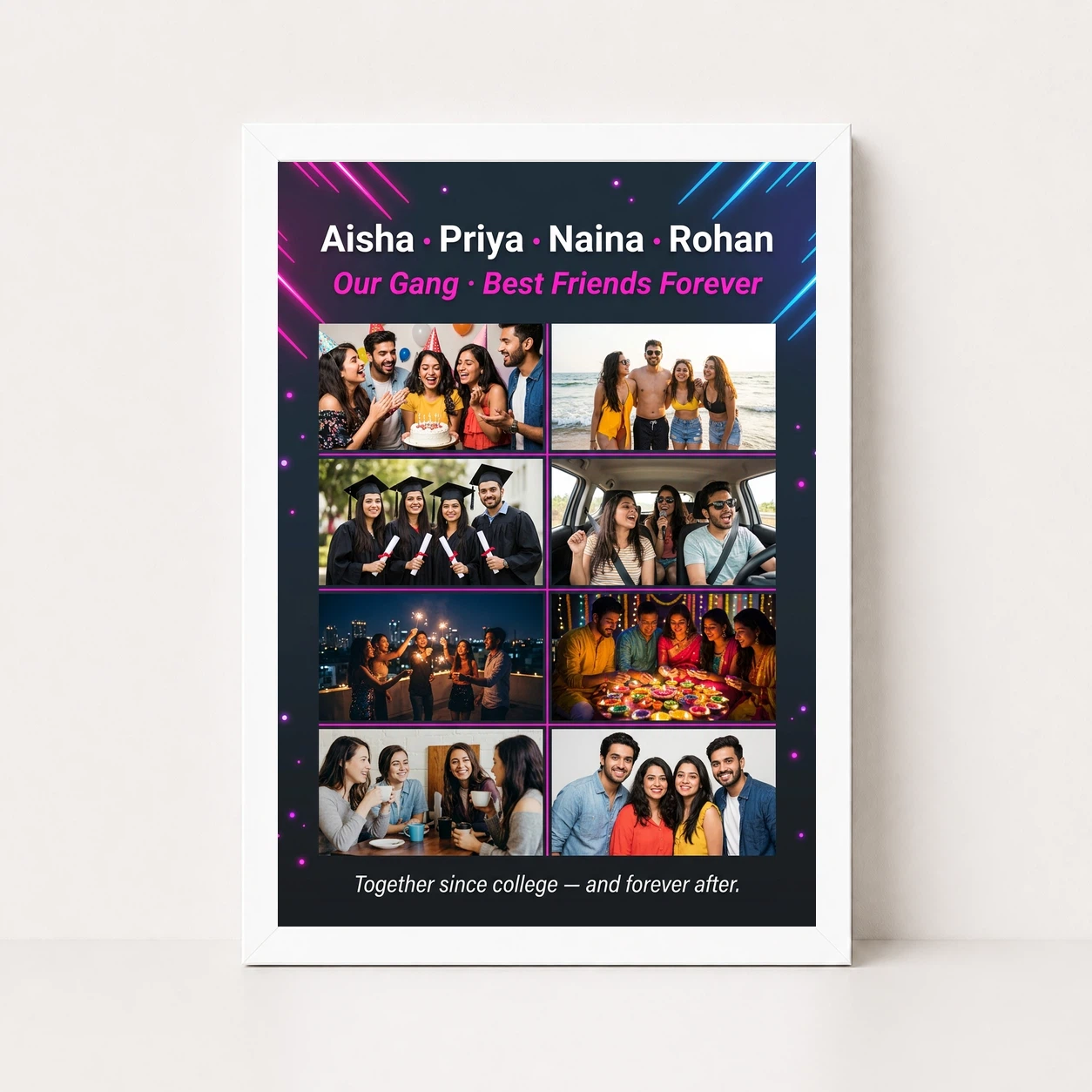 Friends Photo Frame Collage Pastel Candid Fun Moments Photo Frame, view 5