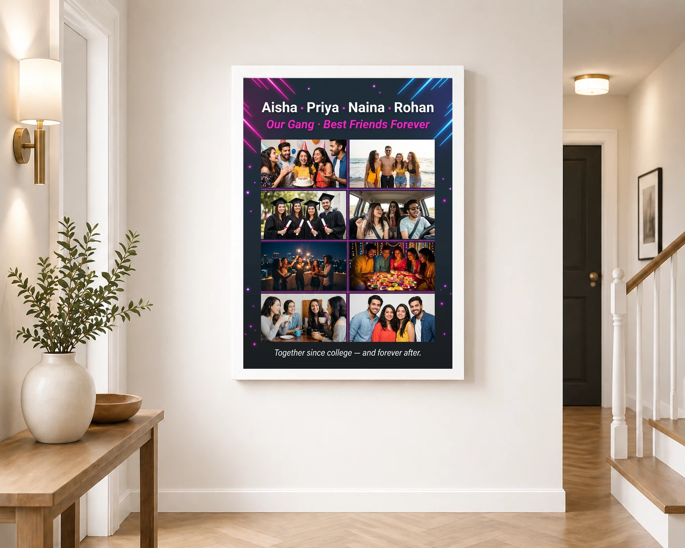 Friends Photo Frame Collage Pastel Candid Fun Moments Photo Frame, view 6
