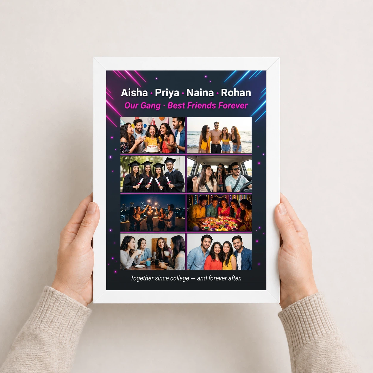 Friends Photo Frame Collage Pastel Candid Fun Moments Photo Frame, view 7