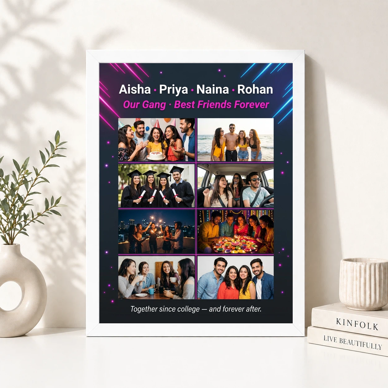 Friends Photo Frame Collage Pastel Candid Fun Moments Photo Frame, view 8