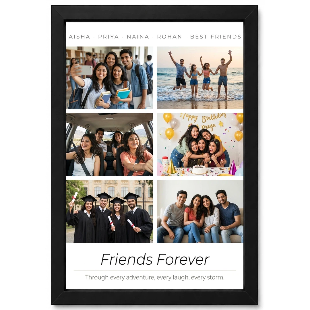 Friends Photo Frame Collage Retro Vintage Besties Memories Photo Frame
