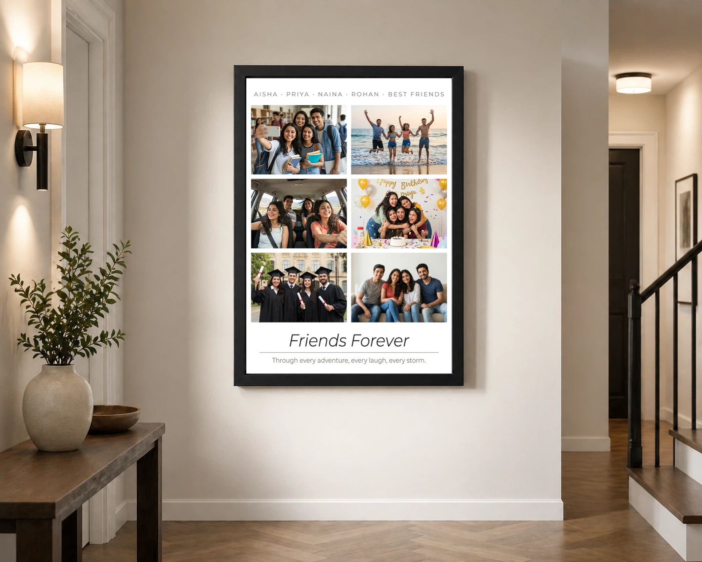 Friends Photo Frame Collage Retro Vintage Besties Memories Photo Frame, view 2