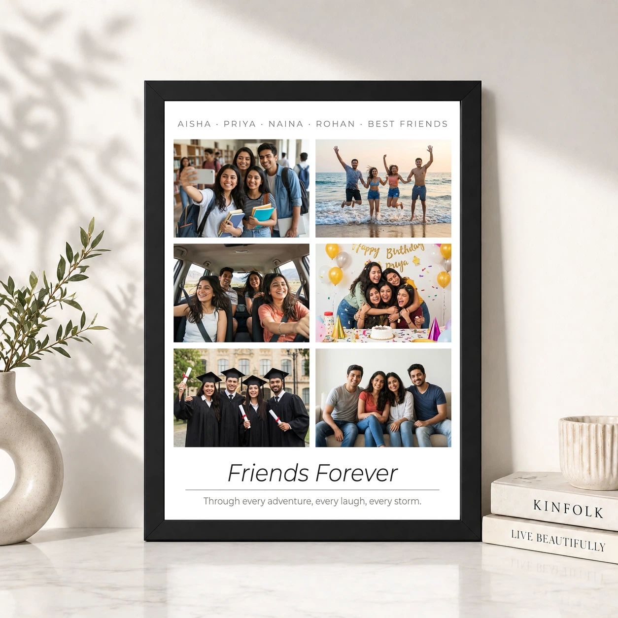 Friends Photo Frame Collage Retro Vintage Besties Memories Photo Frame, view 4