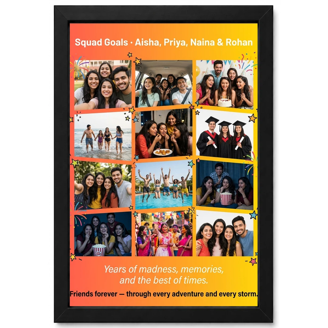 Friends Photo Frame Collage Vibrant Fun Friendship Memories Photo Frame
