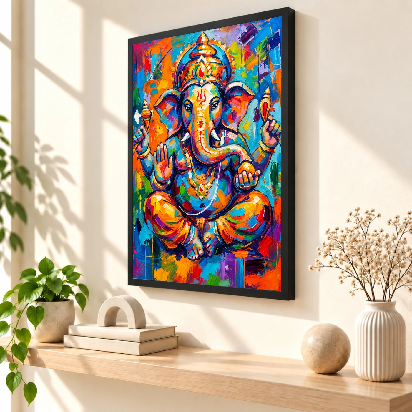 Ganesha Abstract Contemporary Bold Brushstroke Gallery Art Photo Frame, view 2