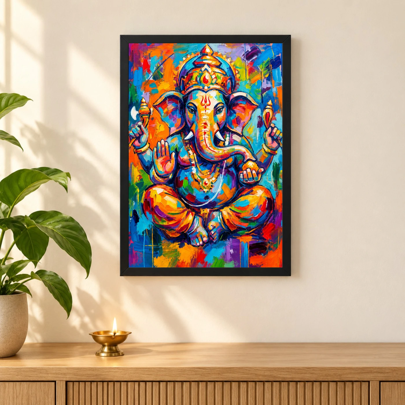 Ganesha Abstract Contemporary Bold Brushstroke Gallery Art Photo Frame, view 3