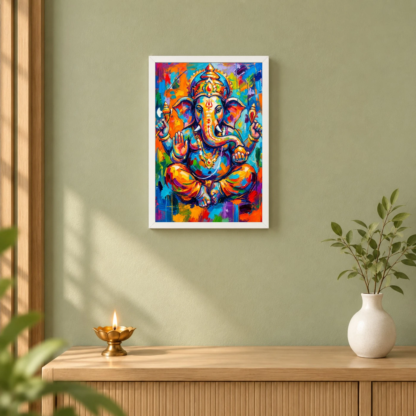 Ganesha Abstract Contemporary Bold Brushstroke Gallery Art Photo Frame, view 6