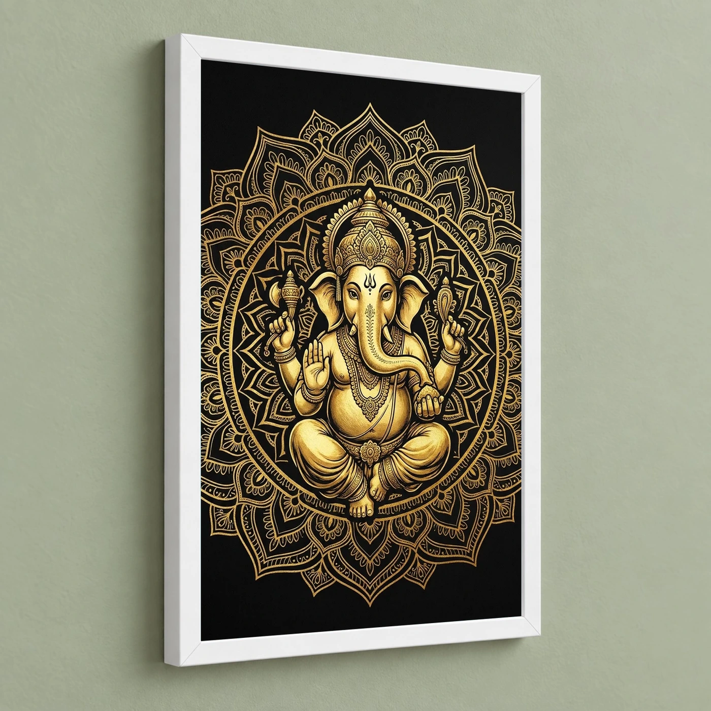 Ganesha Black Gold Luxury Mandala Premium Wall Art Photo Frame, view 5