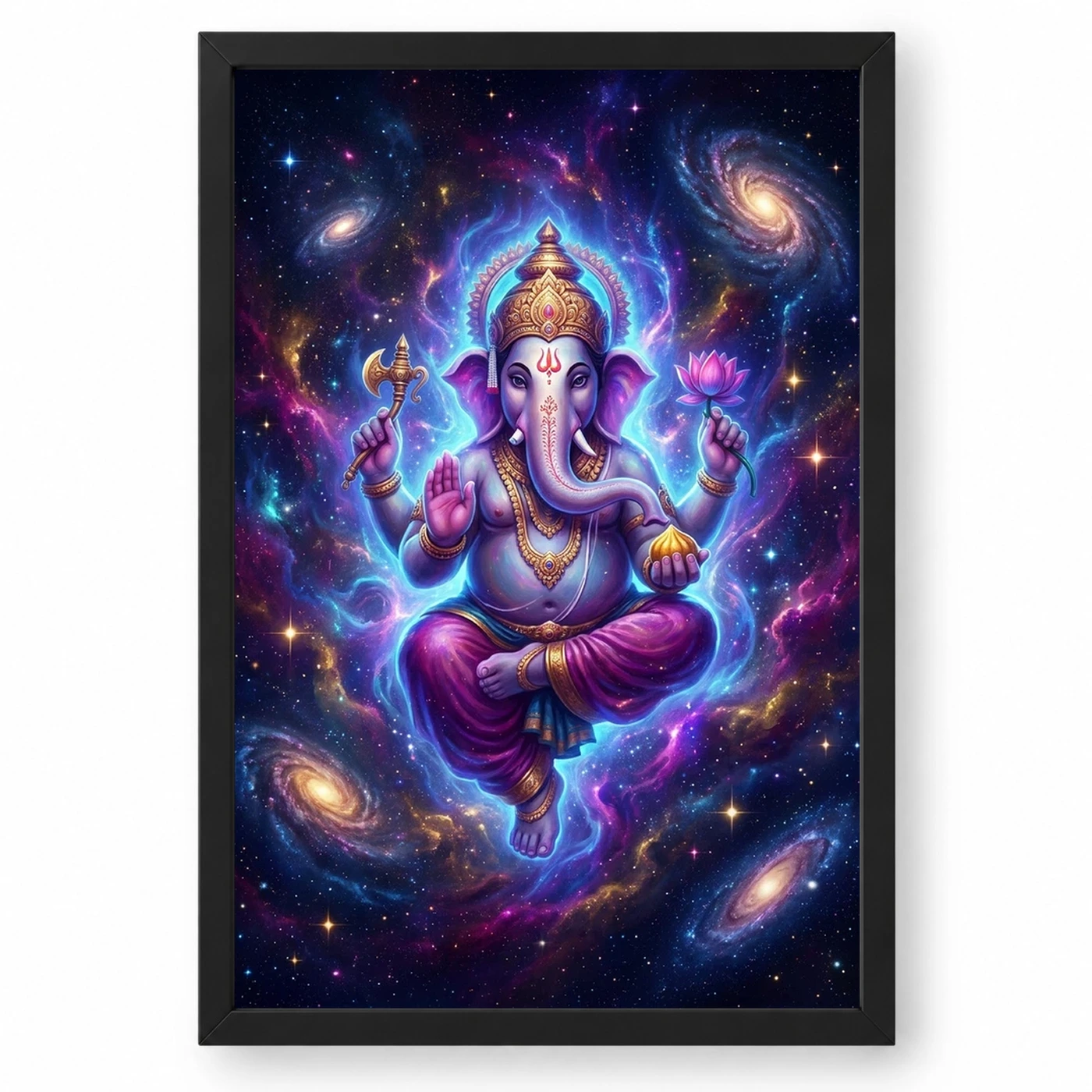 Ganesha Cosmic Universe Galaxy Divine Energy Spiritual Art Photo Frame