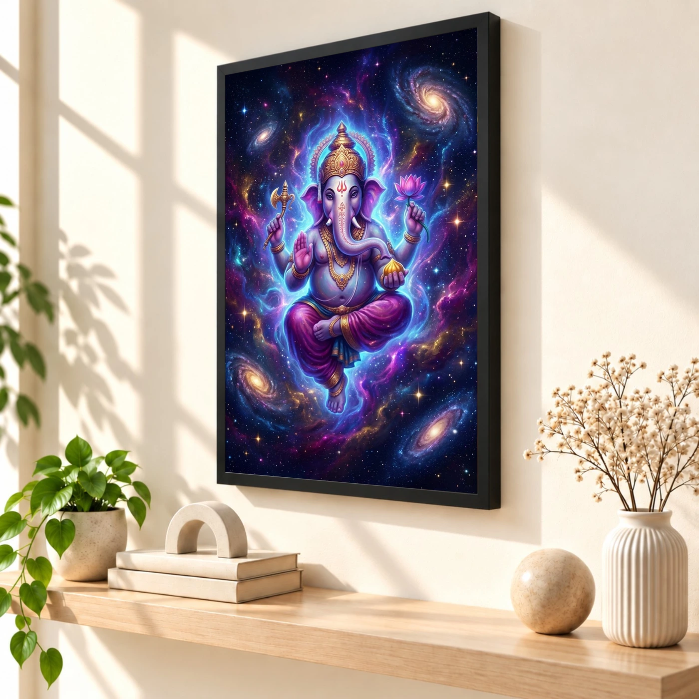 Ganesha Cosmic Universe Galaxy Divine Energy Spiritual Art Photo Frame, view 2