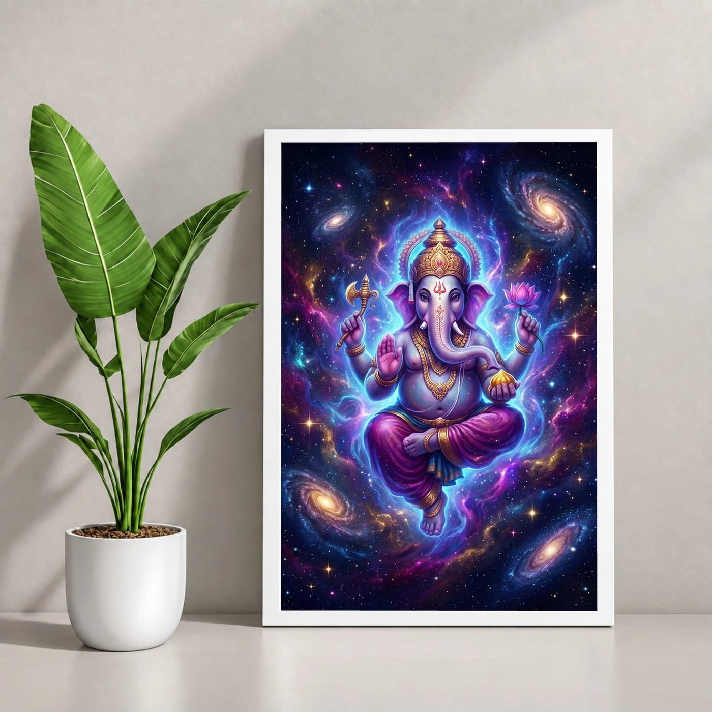 Ganesha Cosmic Universe Galaxy Divine Energy Spiritual Art Photo Frame, view 4