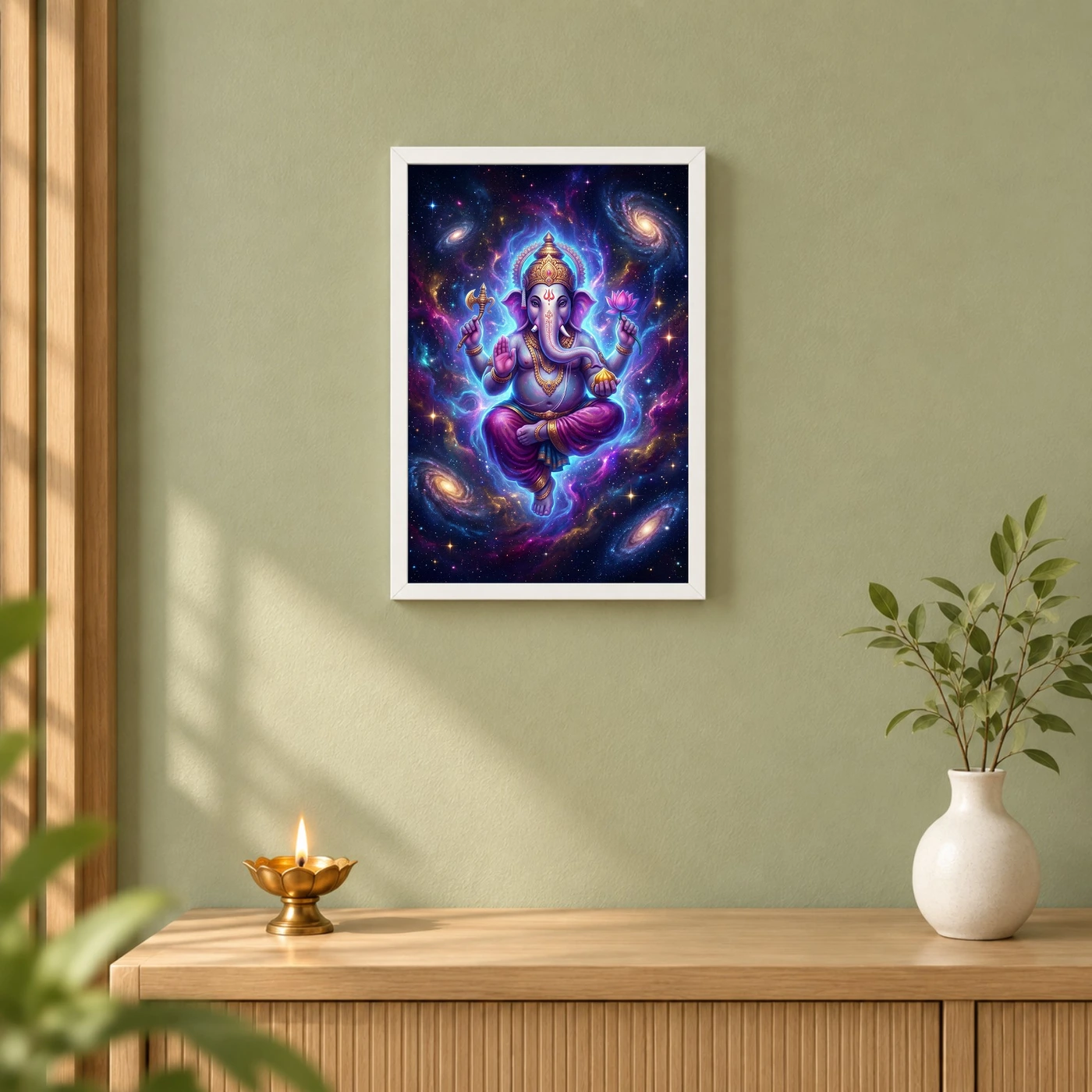Ganesha Cosmic Universe Galaxy Divine Energy Spiritual Art Photo Frame, view 6