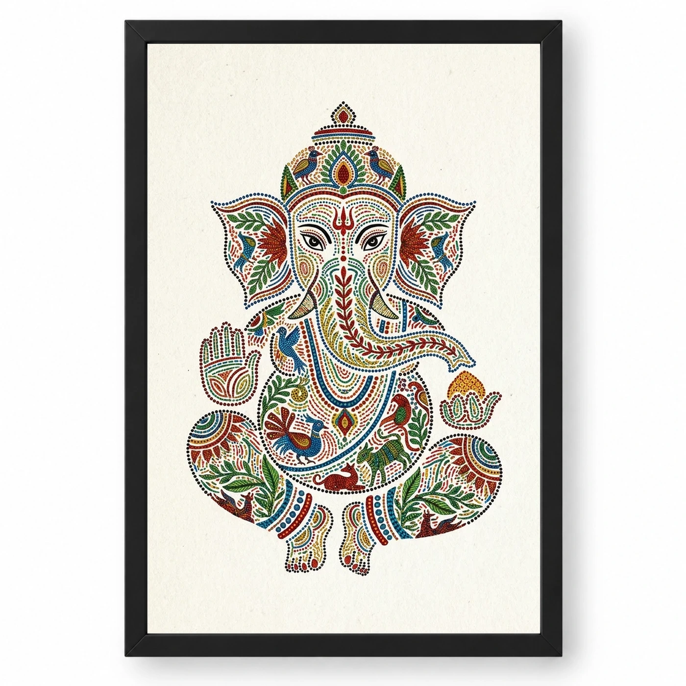 Ganesha Gond Tribal Art Colorful Madhya Pradesh Folk Art Photo Frame
