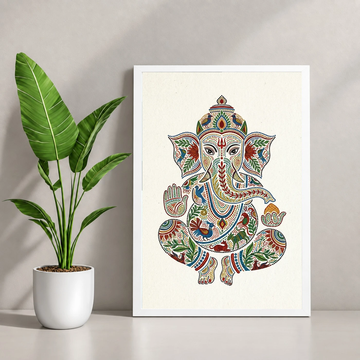 Ganesha Gond Tribal Art Colorful Madhya Pradesh Folk Art Photo Frame, view 4