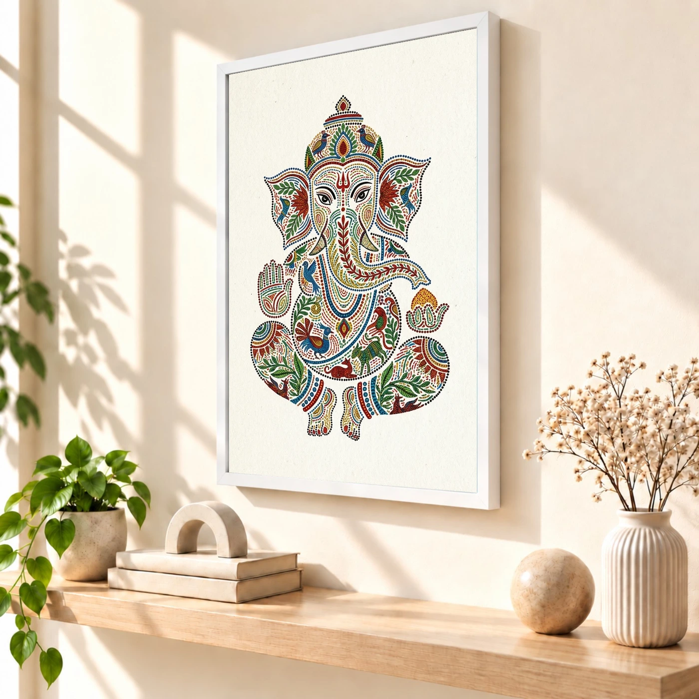 Ganesha Gond Tribal Art Colorful Madhya Pradesh Folk Art Photo Frame, view 7