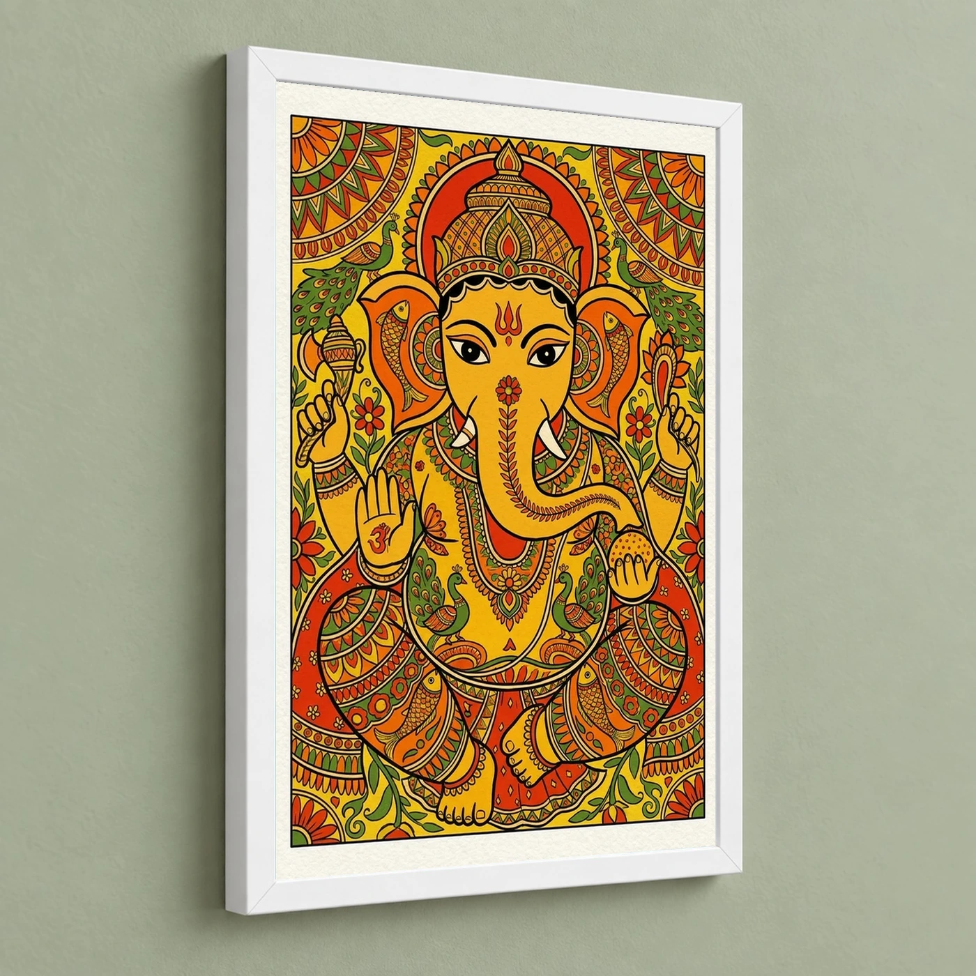 Ganesha Madhubani Folk Art Vibrant Bihar Traditional Painting Photo Frame, view 5