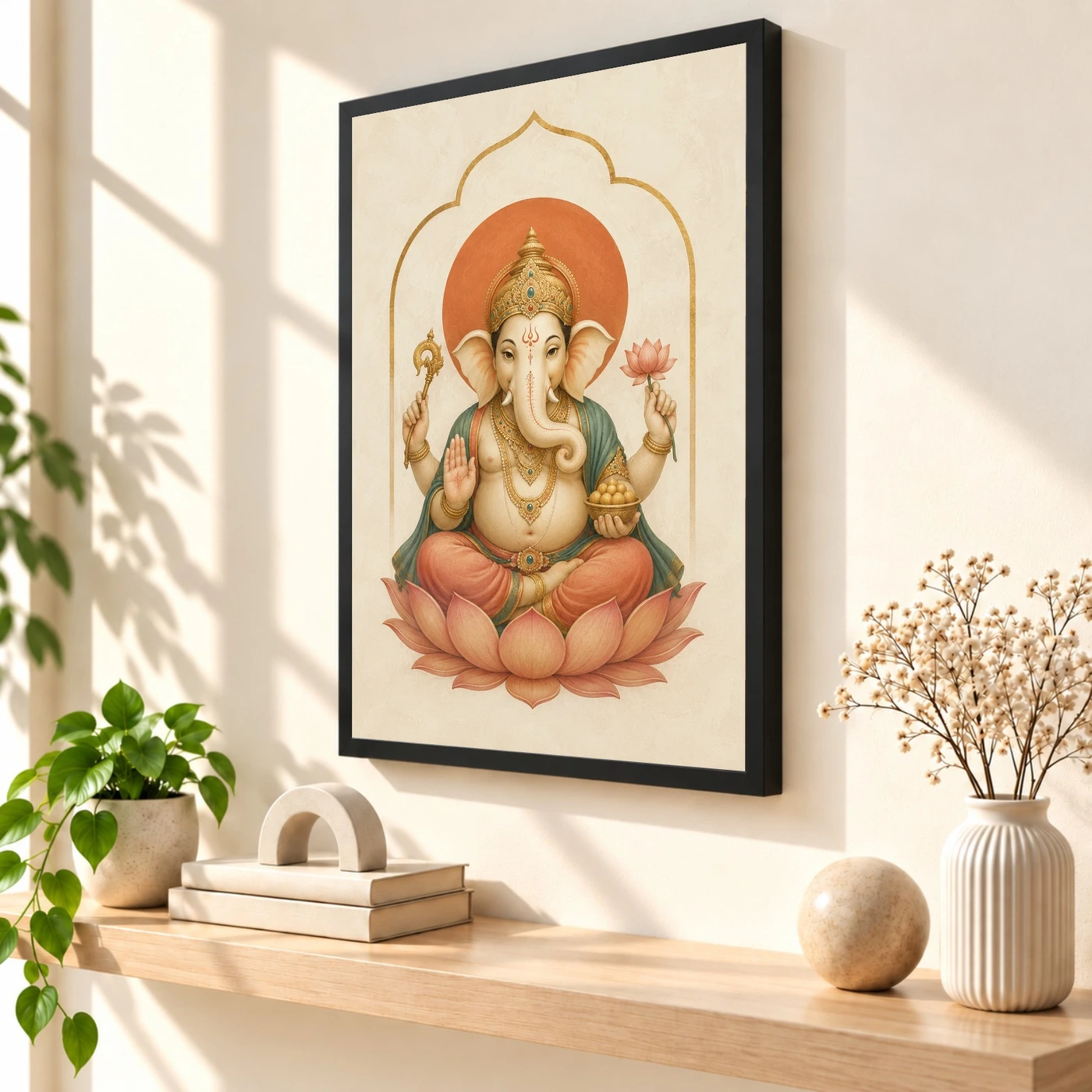 Ganesha — Modern Minimalist Ivory Art Frame, view 2