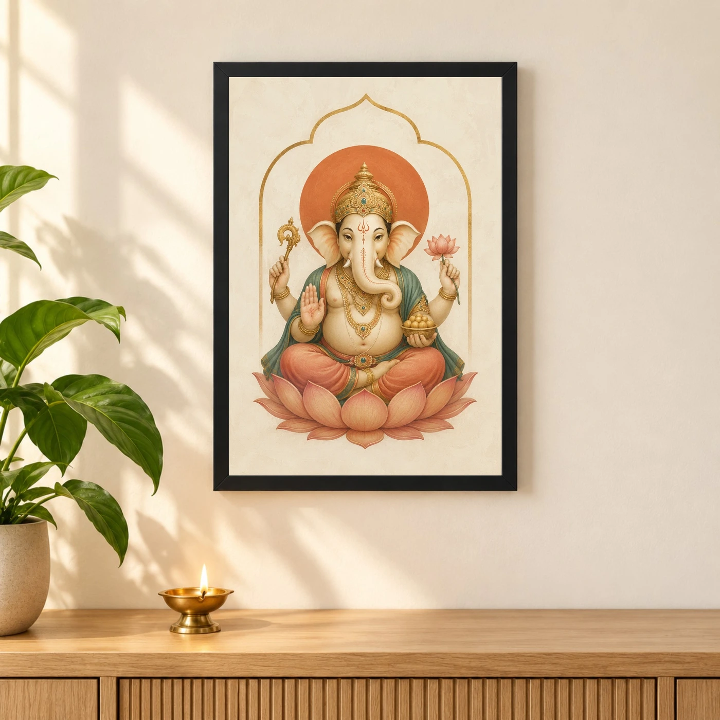Ganesha — Modern Minimalist Ivory Art Frame, view 3
