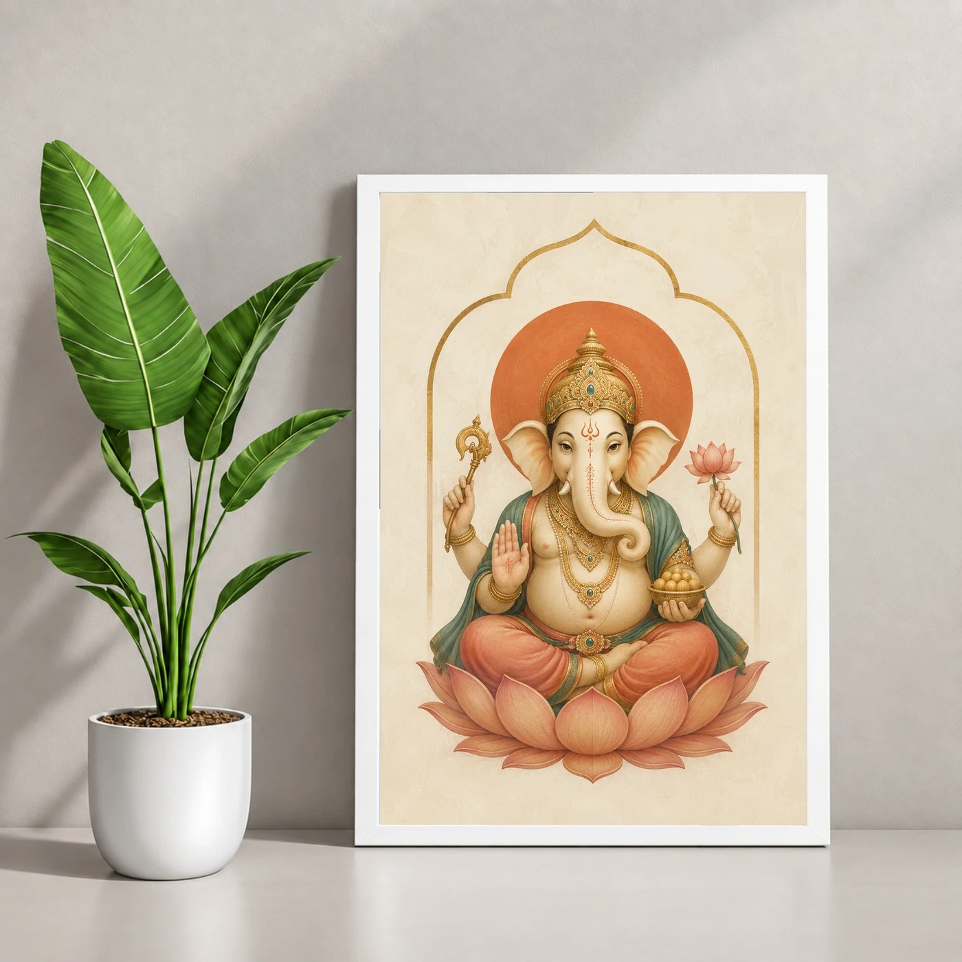 Ganesha — Modern Minimalist Ivory Art Frame, view 4