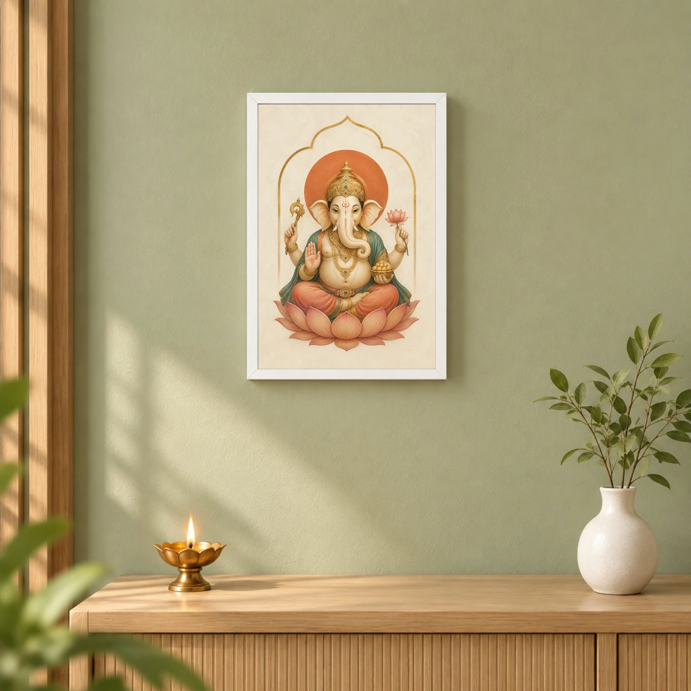 Ganesha — Modern Minimalist Ivory Art Frame, view 6