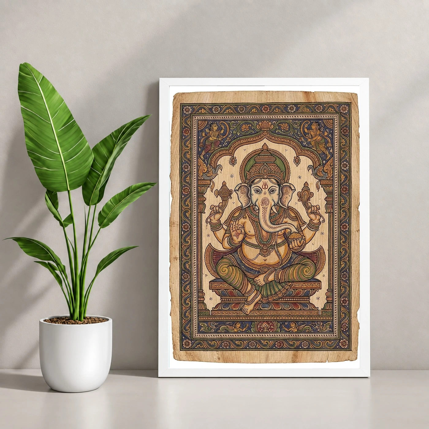 Ganesha Pattachitra Odisha Palm Leaf Traditional Art Photo Frame, view 4