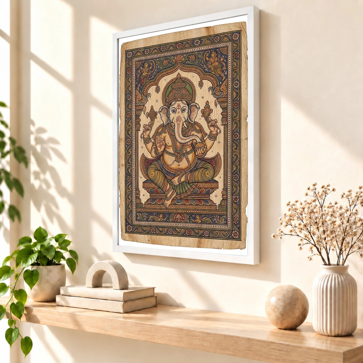 Ganesha Pattachitra Odisha Palm Leaf Traditional Art Photo Frame, view 7