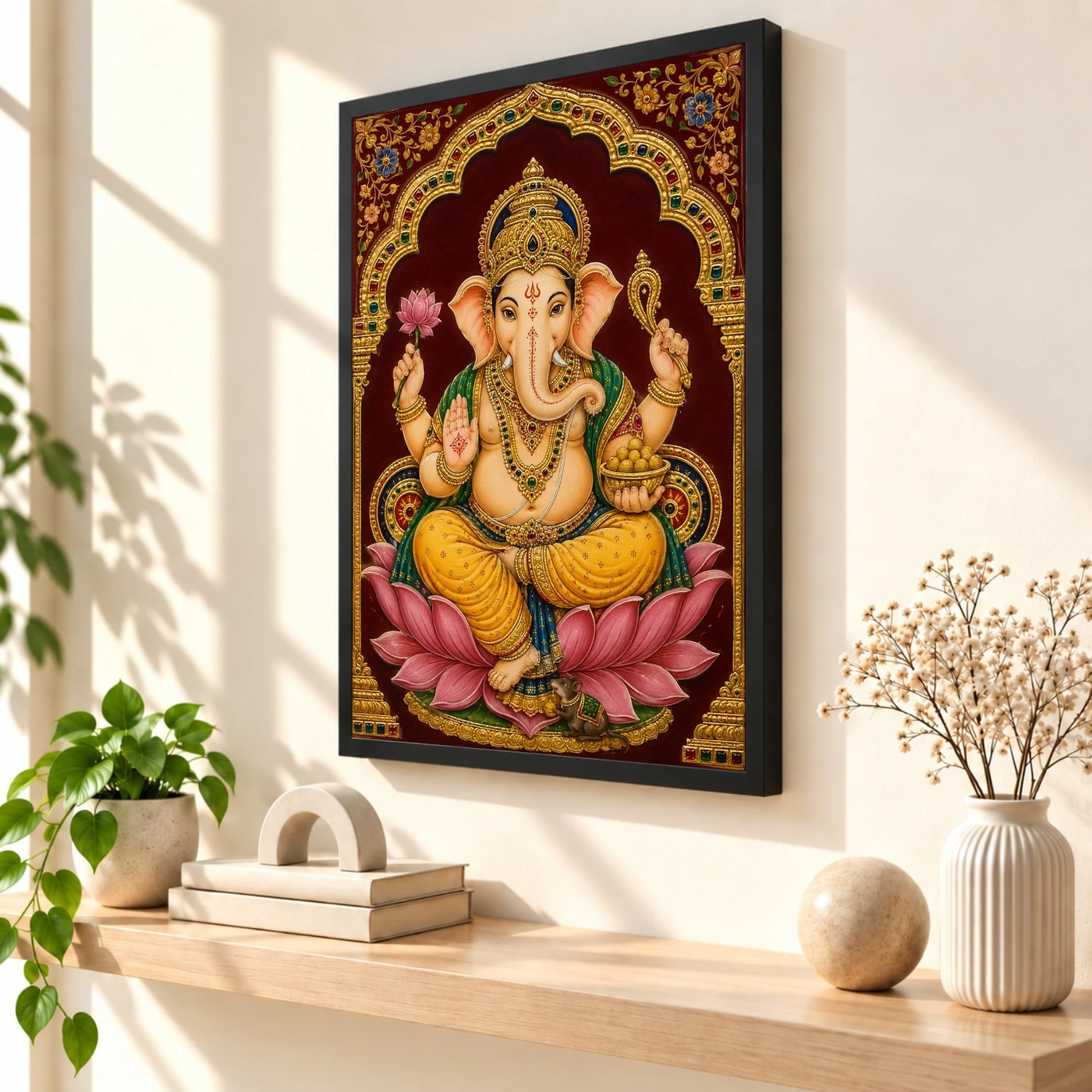 Ganesha — Tanjore Gold Traditional Art Frame, view 2