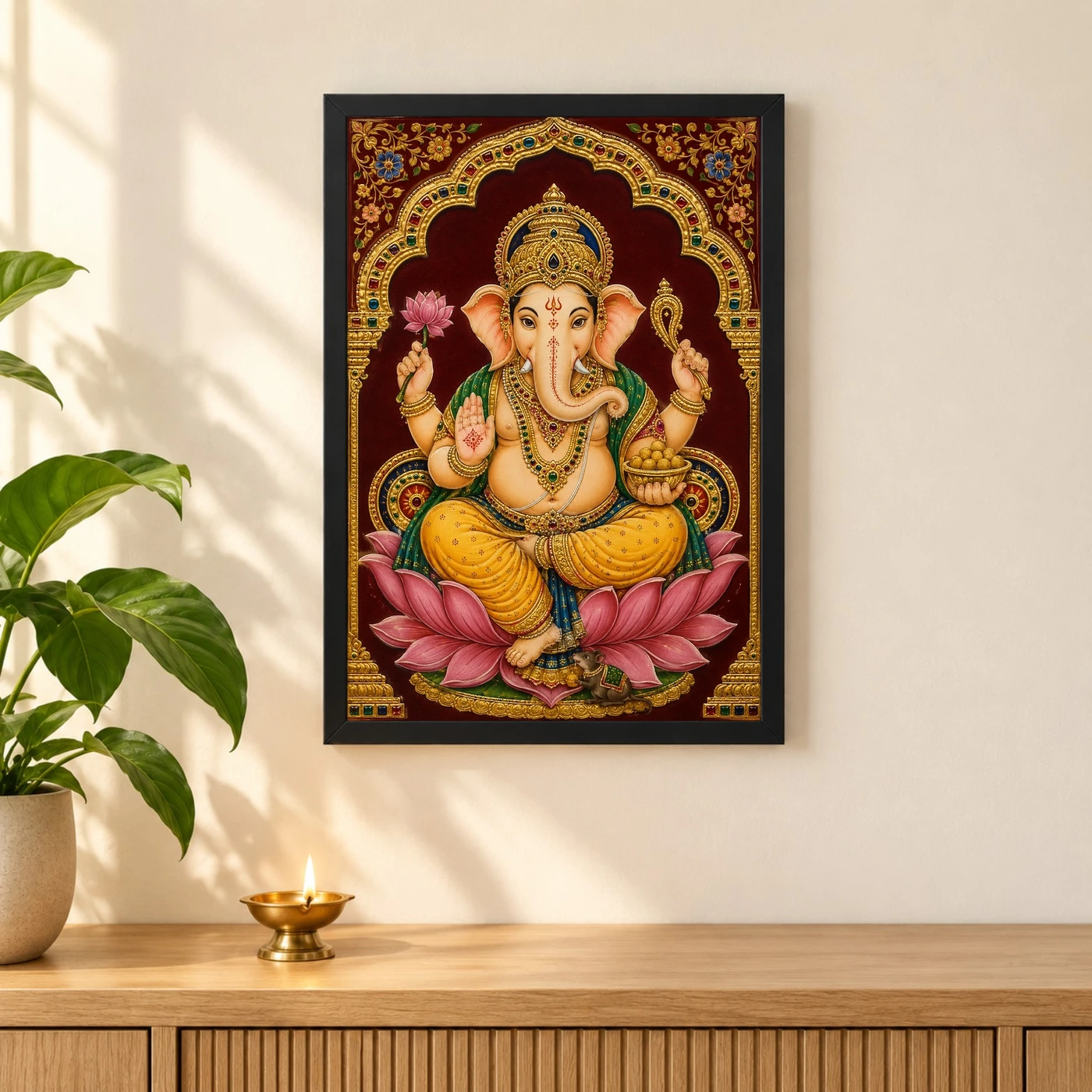 Ganesha — Tanjore Gold Traditional Art Frame, view 3
