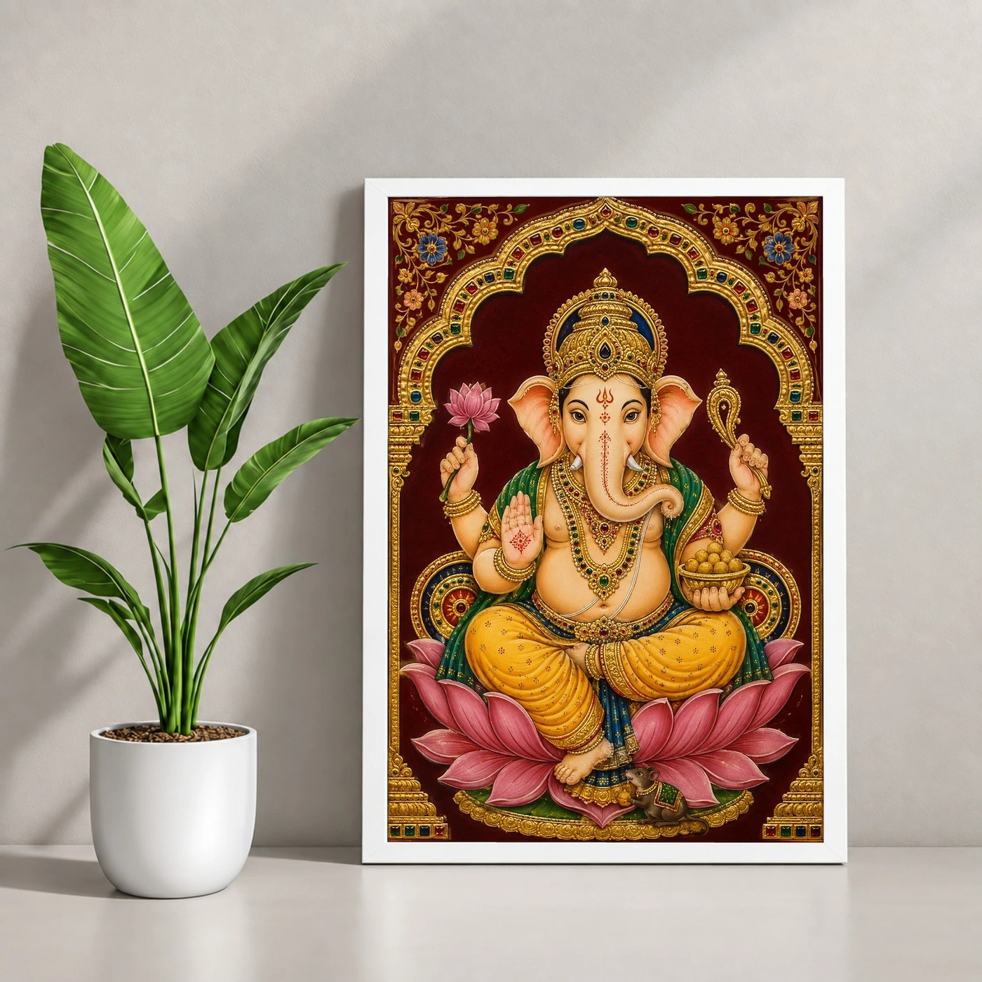 Ganesha — Tanjore Gold Traditional Art Frame, view 4