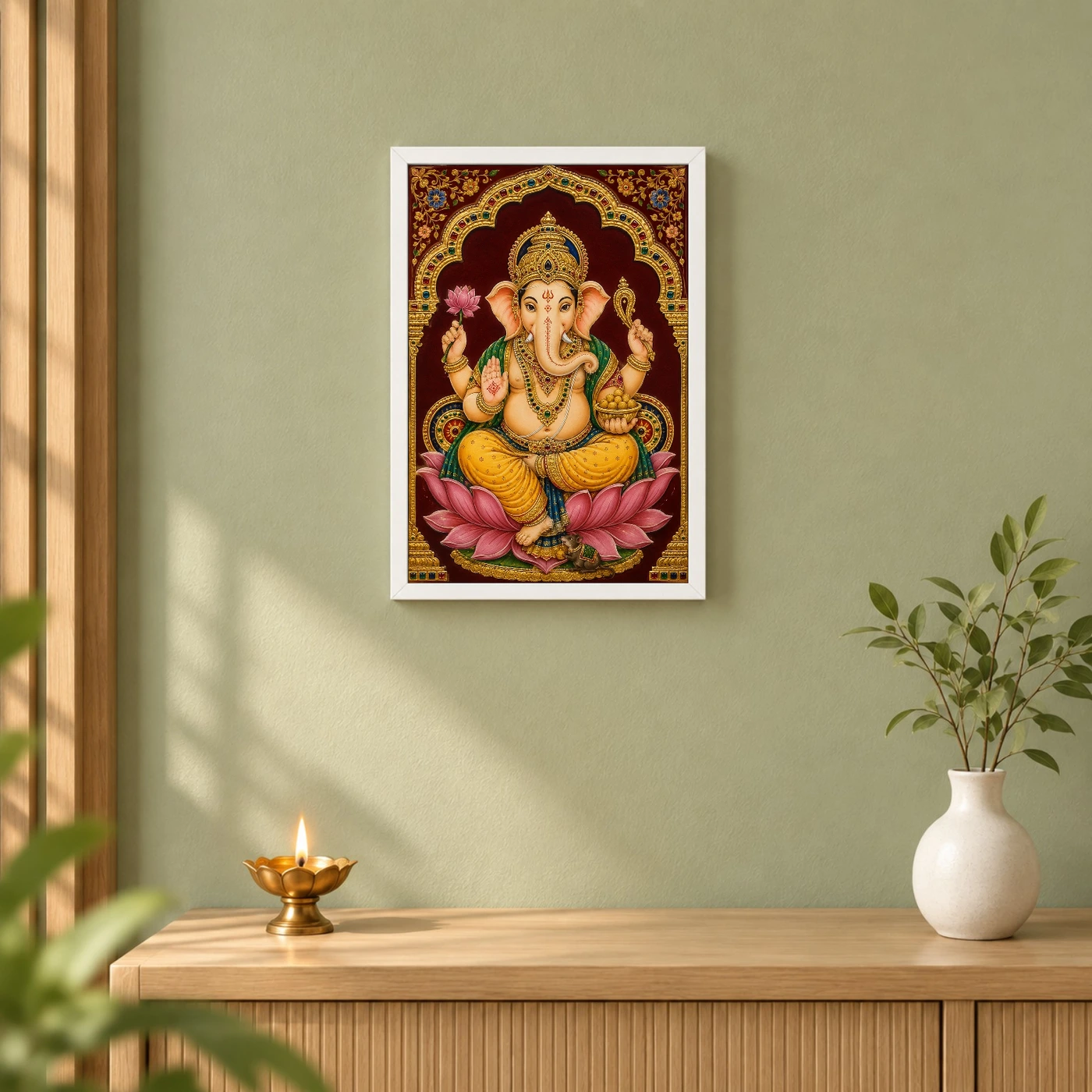 Ganesha — Tanjore Gold Traditional Art Frame, view 6