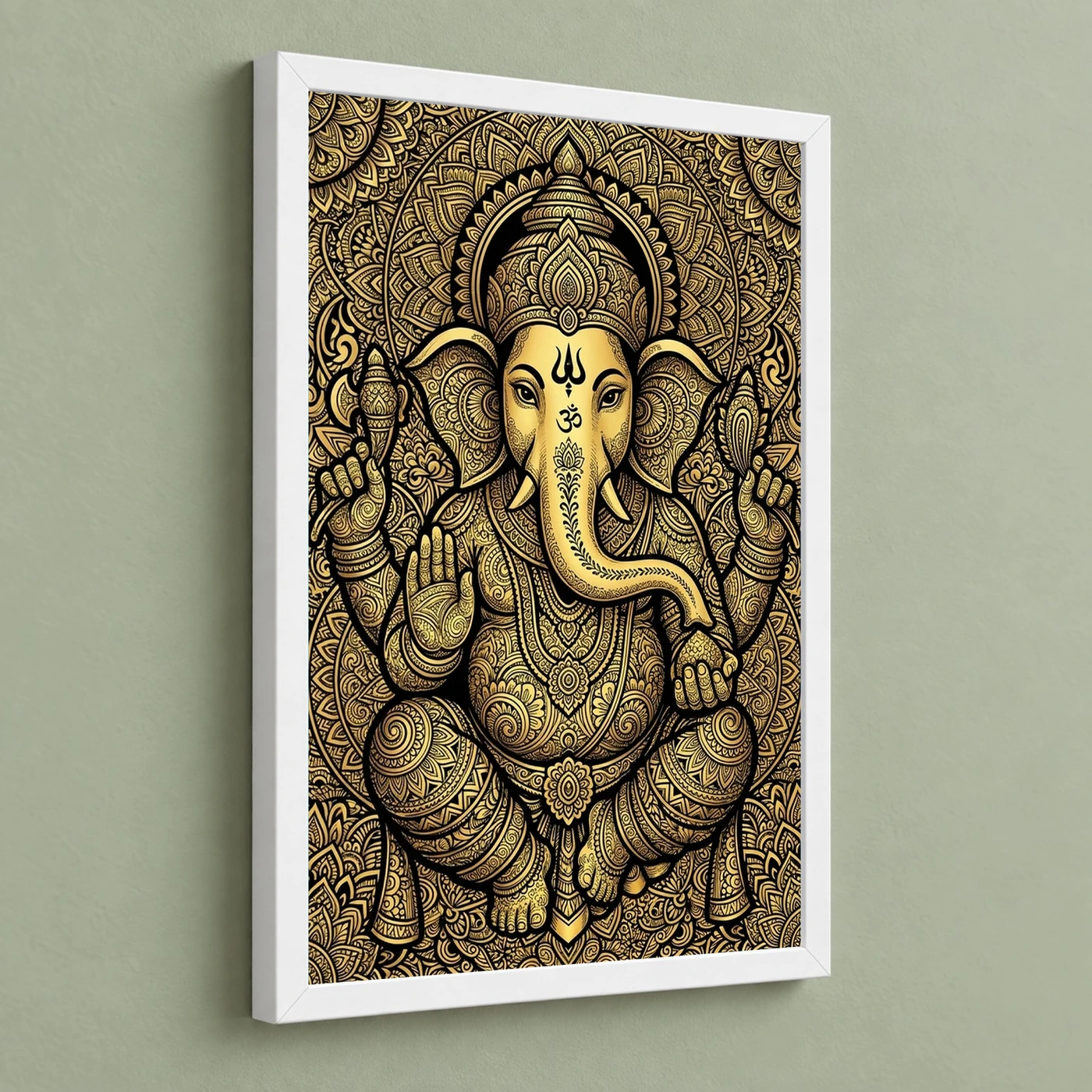 Ganesha Zentangle Black Gold Intricate Luxury Poster Art Photo Frame, view 5