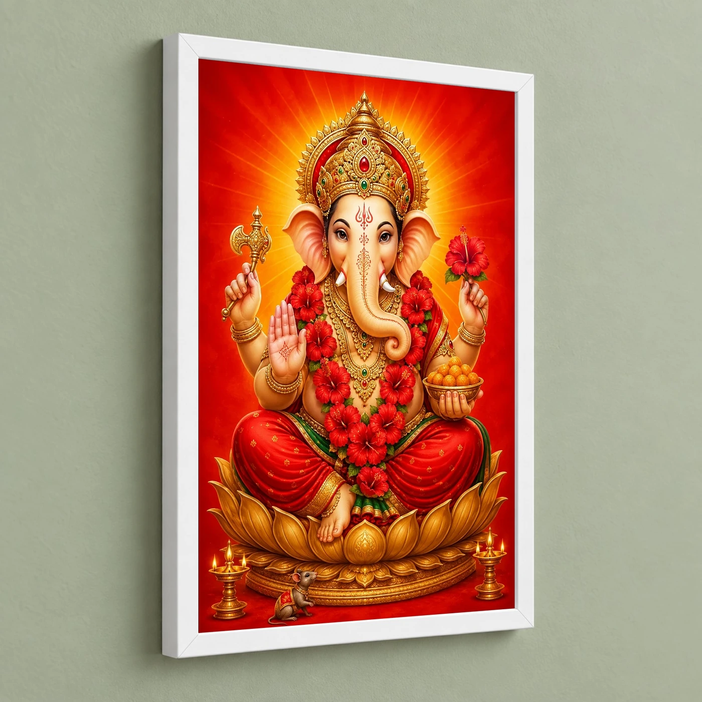 Ganpati Bappa — Red Hibiscus Radiance Frame, view 5